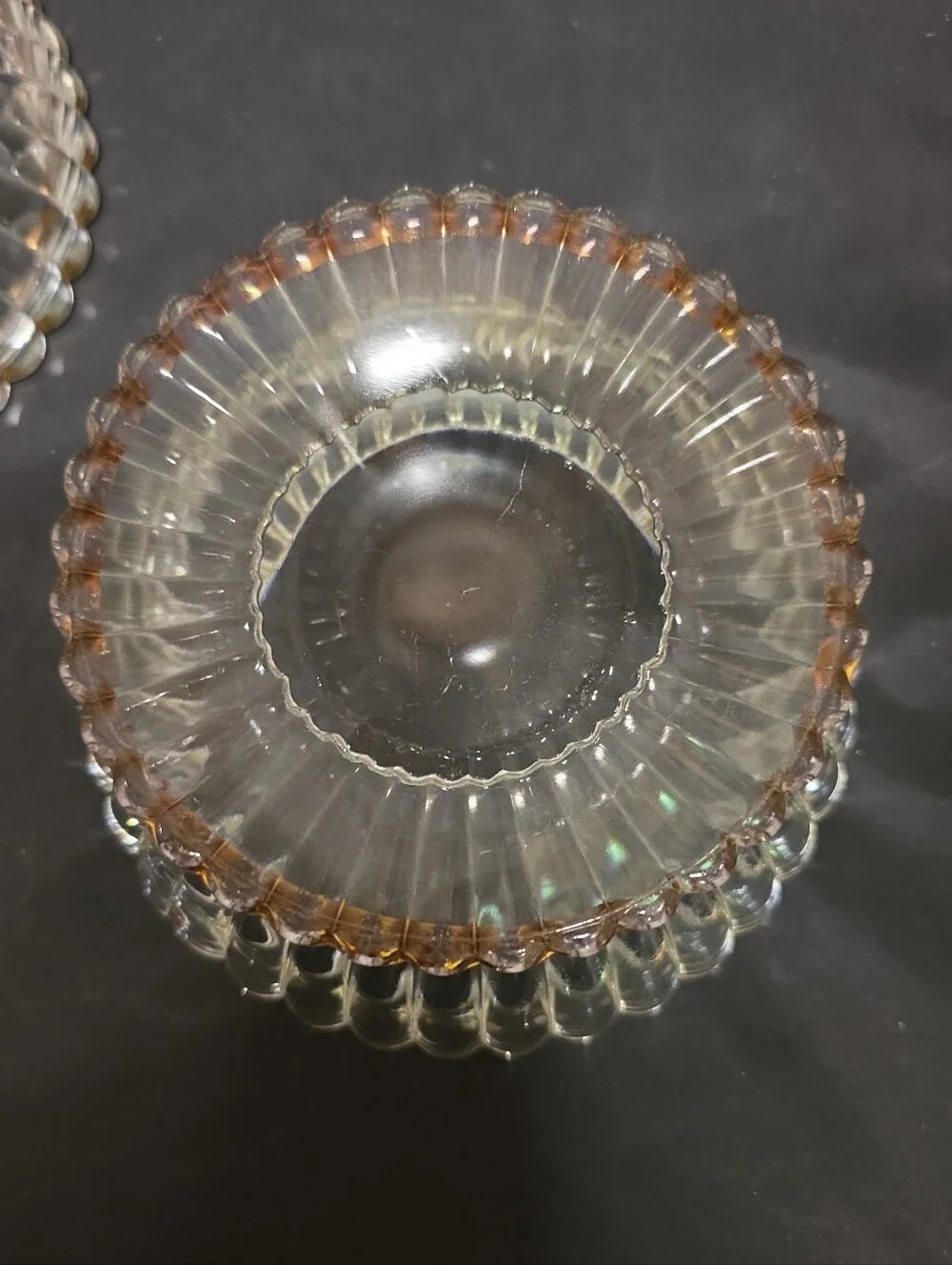Vintage Jeannette Glass National Covered Candy Nut Dish Gold Trim 1950s MCM - Picture 4 of 6